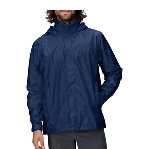 Marmot Hooded Rain Jacket Blue Waterproof Lightweight Men's L Logo